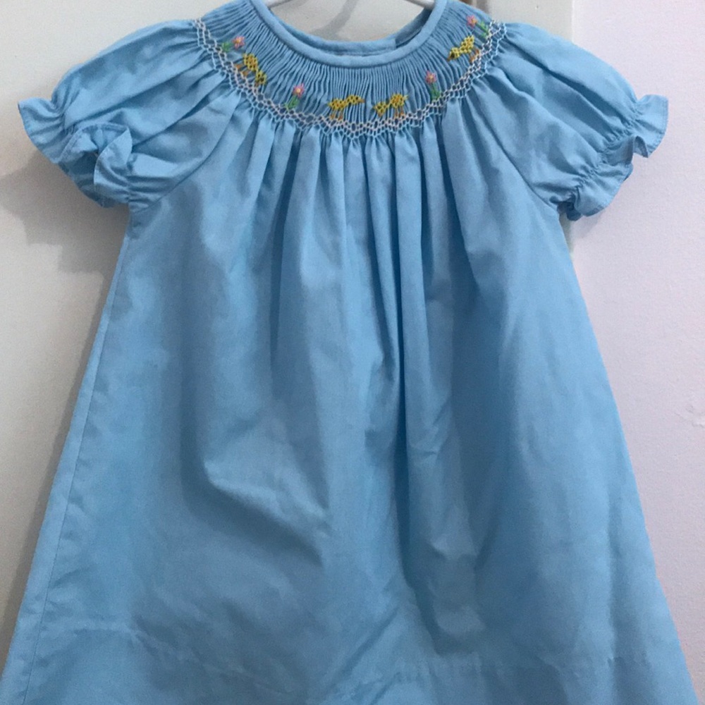 Blue smocked Easter dress.
